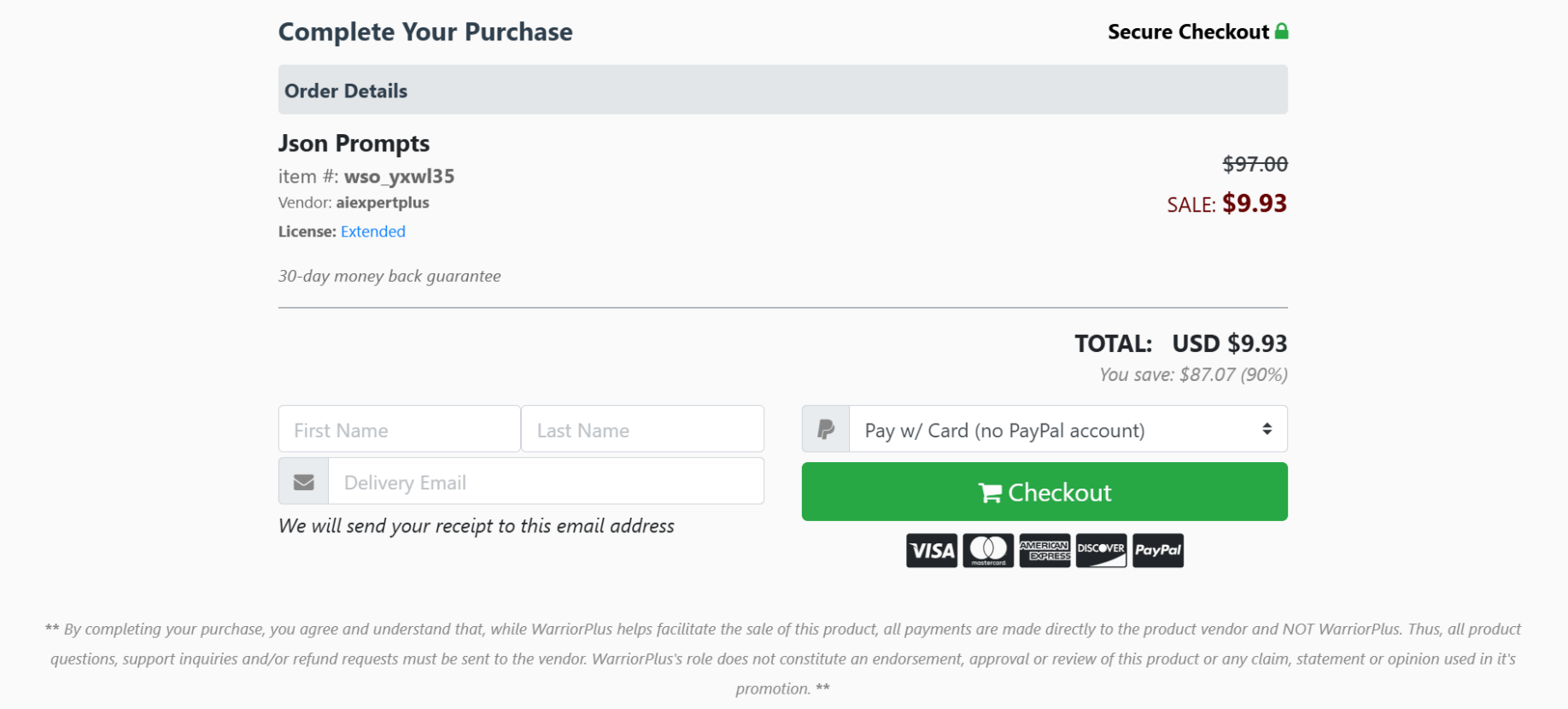Google veo 3 Checkout Page
